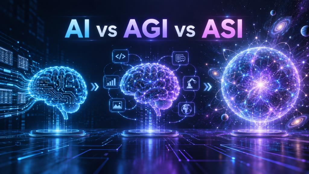 AI vs AGI vs ASI – Future of Artificial Intelligence